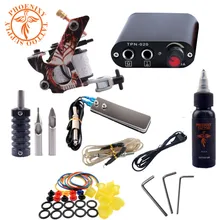 Набор тату-машин, Полный комплект татуировки, 4 цвета, чернила для татуировки, электропитание, иглы, Перманентный макияж, профессиональный набор для татуировки, набор