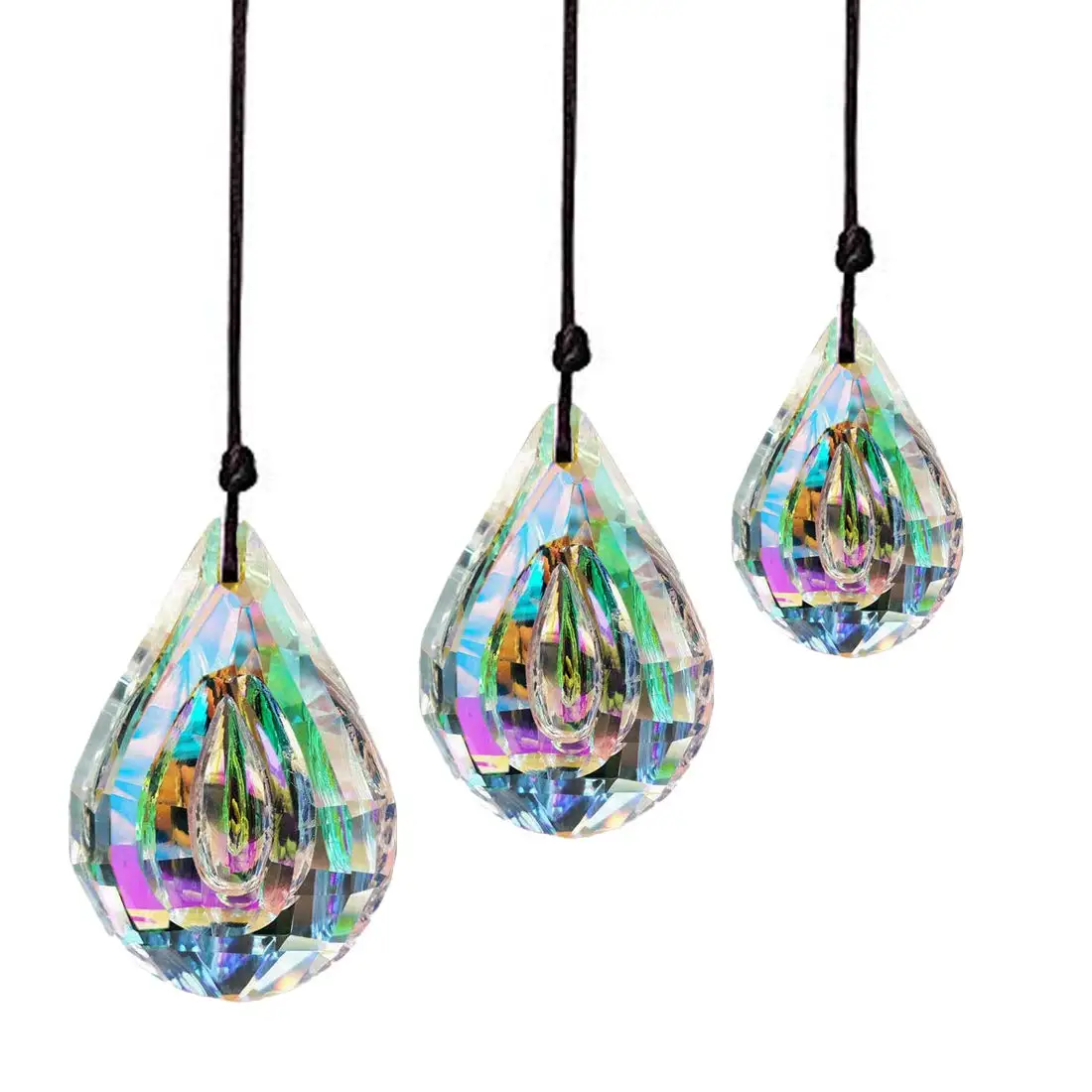 H&D HYALINE & DORA Set 7 Crystal Rainbow Suncatcher Glass Bead Chain  Fengshui Hanging Pendant for Window Garden Party