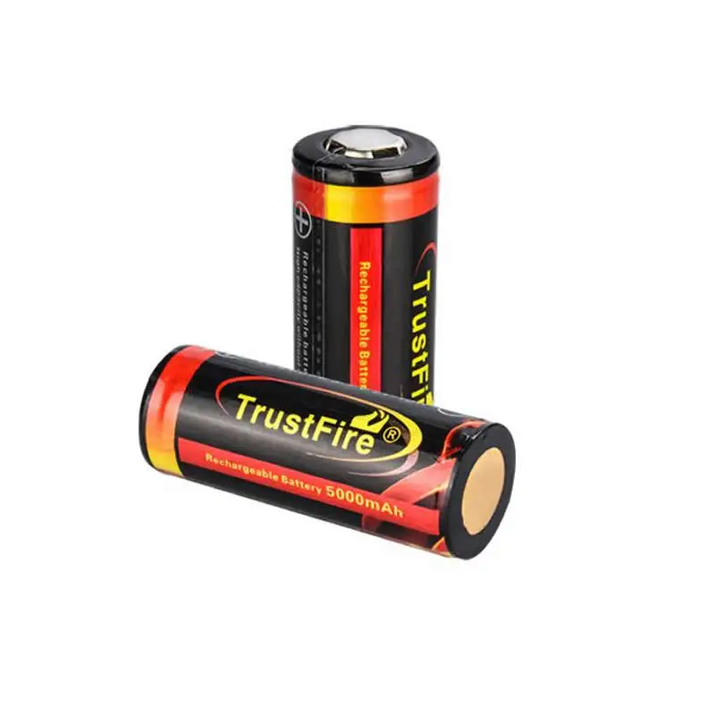 2 шт TrustFire настоящая 26650 защищенная 5000mAh 3,7 V литий-ионная аккумуляторная батарея+ проводное Универсальное зарядное устройство