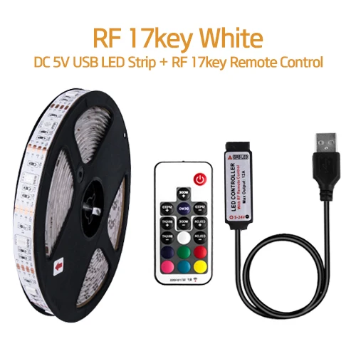 USB Светодиодная лента DC5V 5050 RGB мини 3Key 17Key RF ИК-пульт 50 см 1 м 2 м 3 м Гибкий Светильник ТВ фоновый светильник ing лента IP65 - Испускаемый цвет: 24Key IR remoteWhite