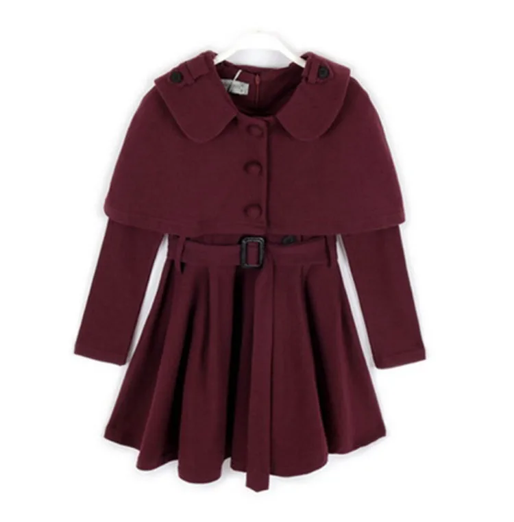 

Fashion Two Pieces Dress and Poncho Set 4 To 12 Years Old Kids Warm Dresses for Girls Childrens Winter Clothing 2018