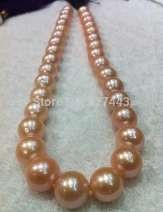 

Wholesale 10-11MM PERFECT AAA SOUTH SEA GENUINE PINK PEARL NECKLACE 18