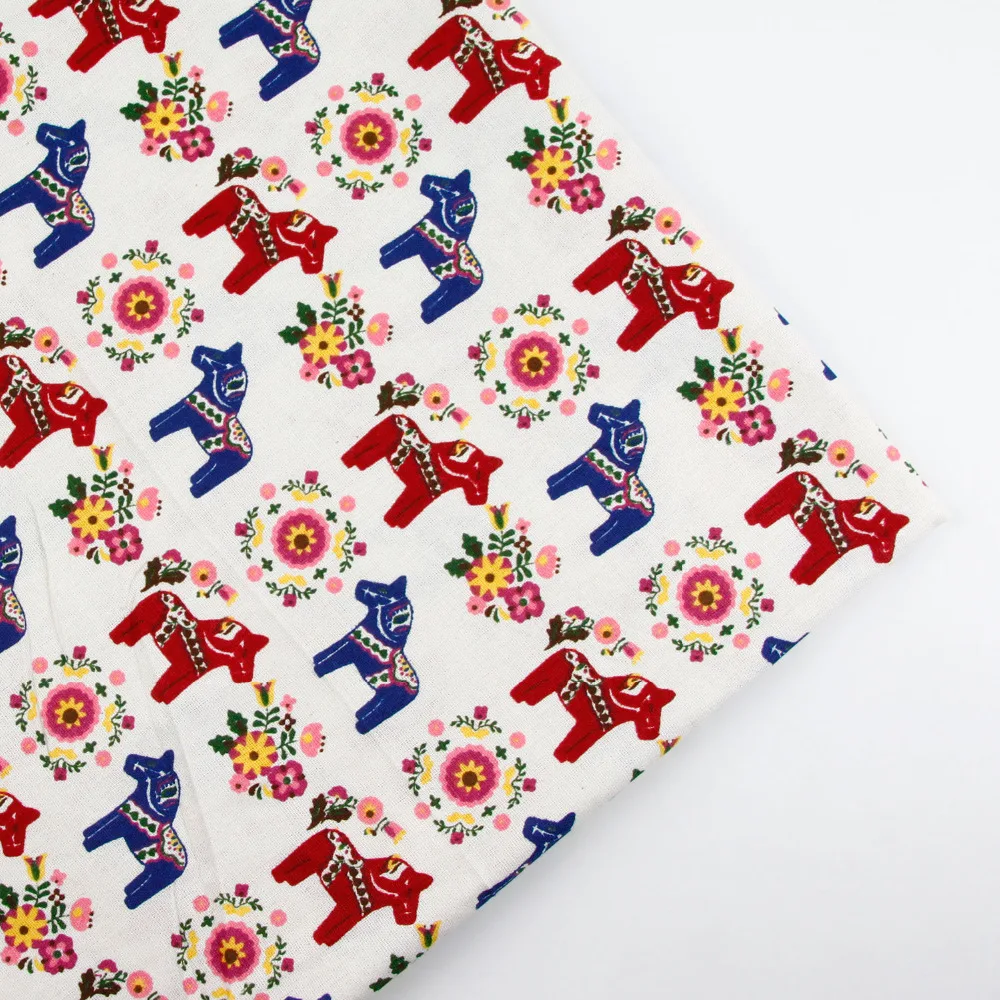 

50cmx150cm Fashion Horse print Fabric linen cotton fabric cloth DIY table cloth collection plain curtain material