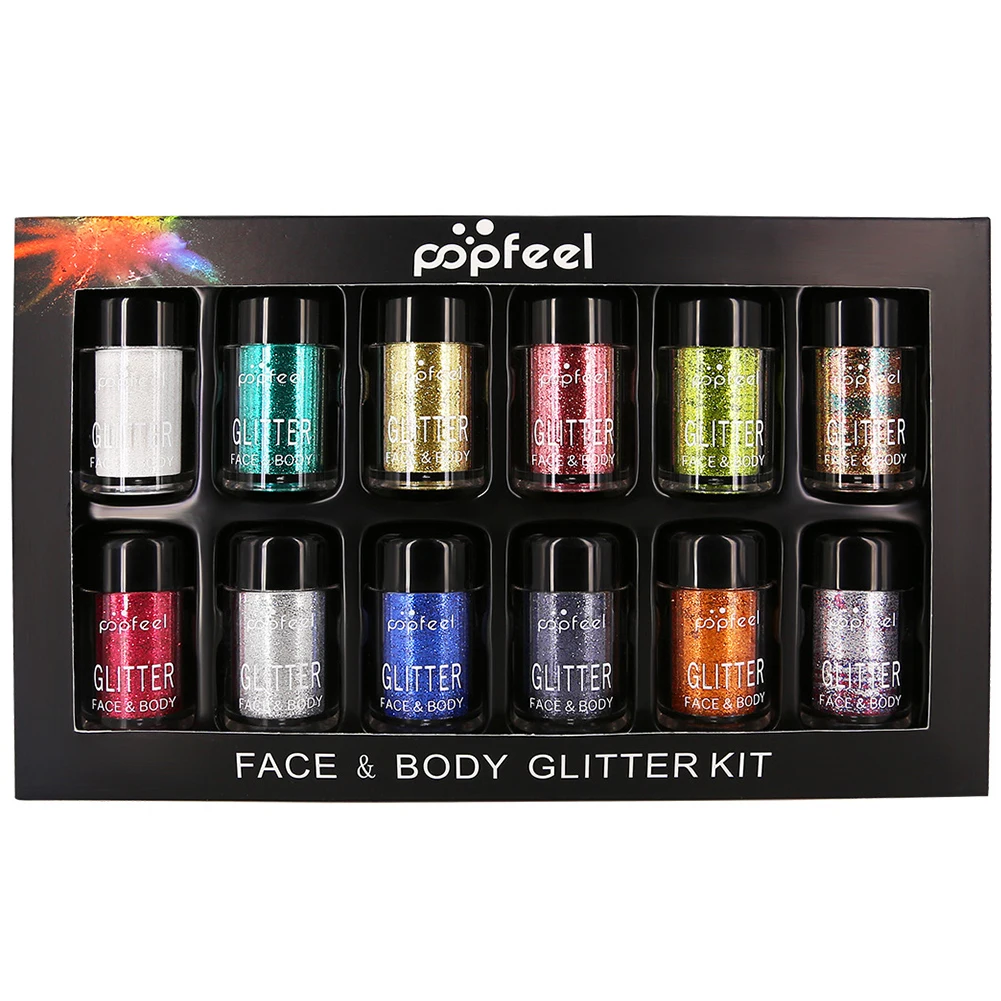 

12 Colors Glitter Dust Powder Set Makeup Eyeshadow Nail Art Tips DIY Craft Decor