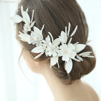 

Tiny Pearls Flower Bridal Hair Jewelry Crown Fashion Wedding Clip Hair Ornament Women Headdress