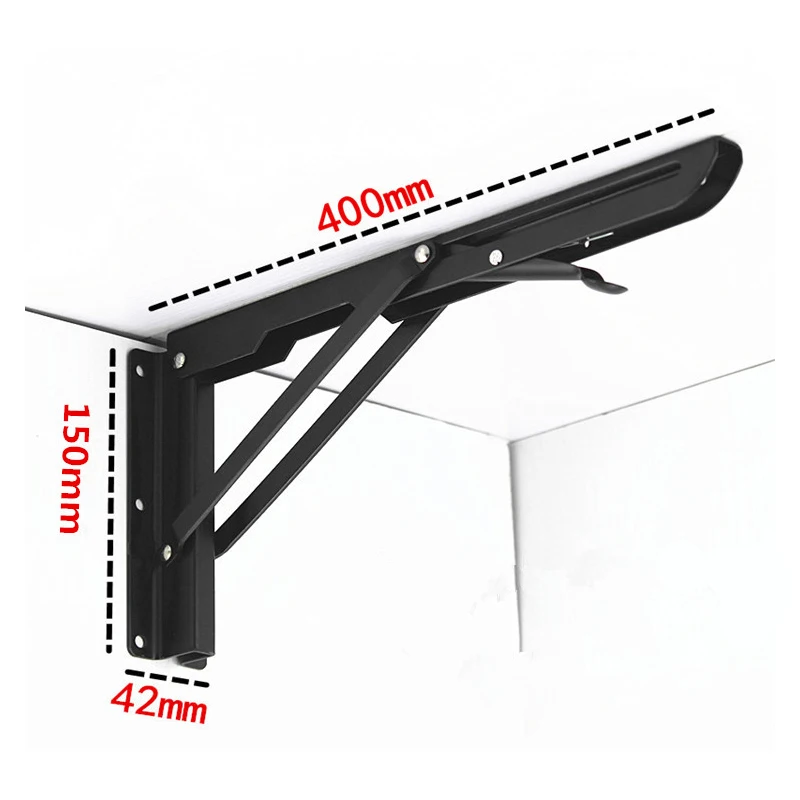 2 шт декоративные настенные полки треугольные складные металлические Опорные кронштейны с подшипниками Заводские, 400 мм x 150 мм
