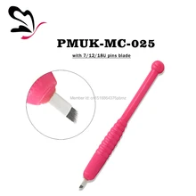 Самые дешевые цены 50 шт. семян розовых ручки для микроблейдинга с 9 pin лезвия, Перманентный макияж, аксессуары для ресниц кисти кисть для бровей чернильная чаша