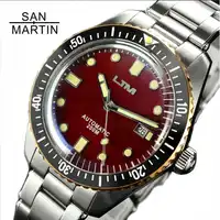 San Martin Sixty-Five Men Vintage Diving Watch Stainless Steel Automatic Watch 200 Water Resistant Bronze Ring Retro Wristwatch