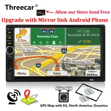 2 Din Автомобильный мультимедийный плеер + gps навигации + Камера карта 7 »HD Сенсорный экран автомобильный радиоприемник с Bluetooth MP3 MP5 видео стерео радио 7018 г