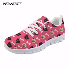 INSTANTARTS/летние сетчатые туфли на плоской подошве; женские дышащие кроссовки с милым рисунком животных для девочек; Студенческая стильная обувь на плоской подошве со шнуровкой