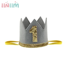 Iiniim 12 цветов блестящие шляпы шапки Корона повязка корона принцессы королевы Ребенок душ один год 1-й декор для вечеринки в честь Дня рождения поставки