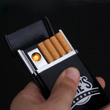 Zigarettenetui mit USB aufladbare leichter 8 Stücke Zigaretten Tasche Zigaretten Fall Automatische Ejection Zigarettenspitze
