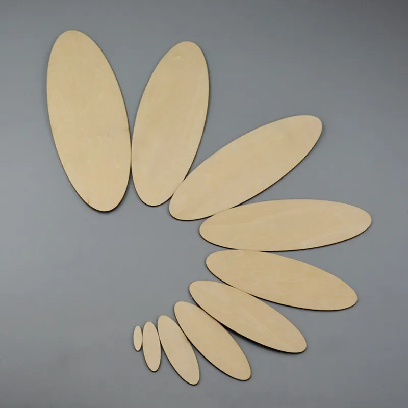  12PCS/set 200 mm blank elliptical unfinished wood crafts. Teaching DIY accessories wedding decorati - 32518964258