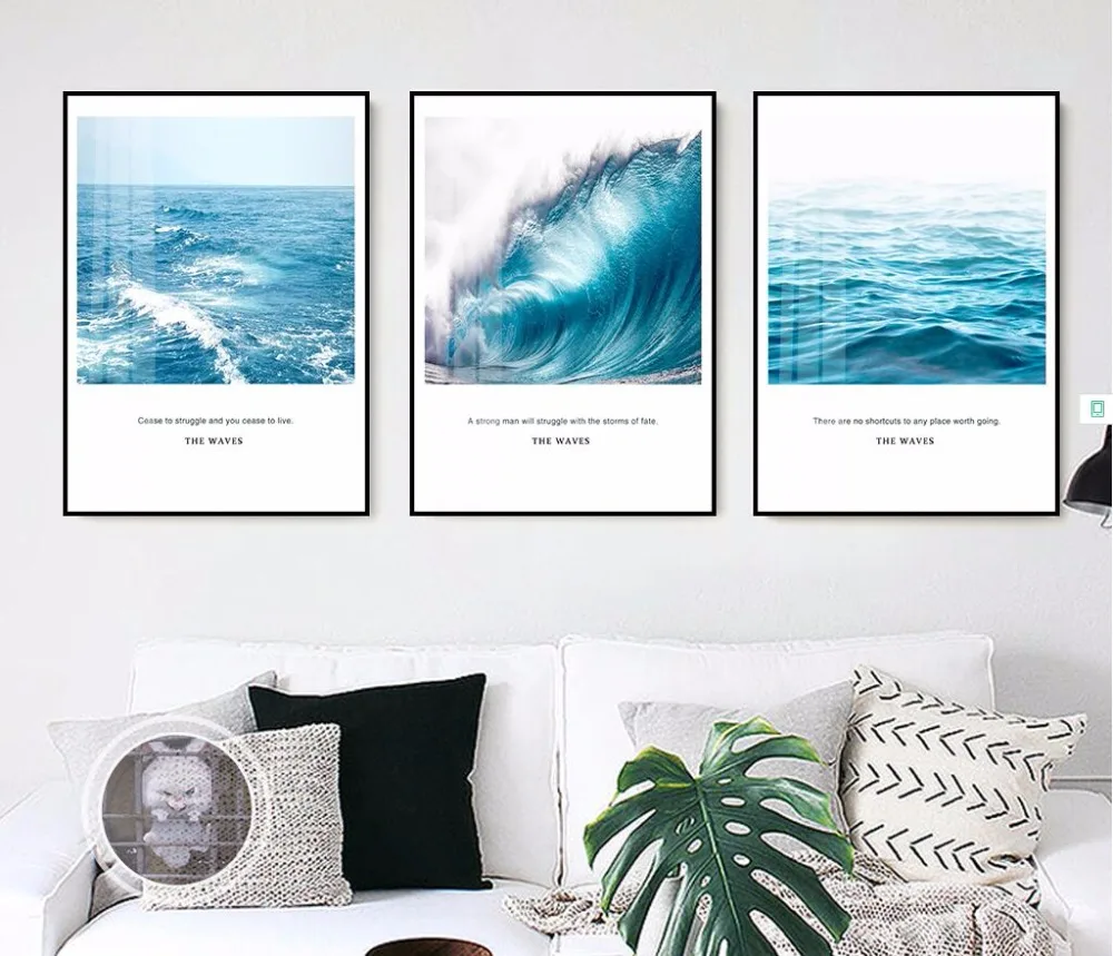 

Posters and Prints Blue Sea Photo Canvas Art Wall Canvas Painting Wall Photo For Living Room Nordic Poster No Frame 675