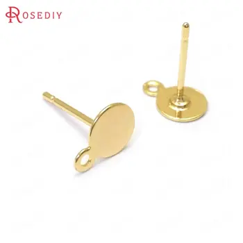 

(36029)20PCS 6MM 24K Gold Color Brass with Hanging Hole Round Stud Earrings High Quality Diy Jewelry Findings Accessories