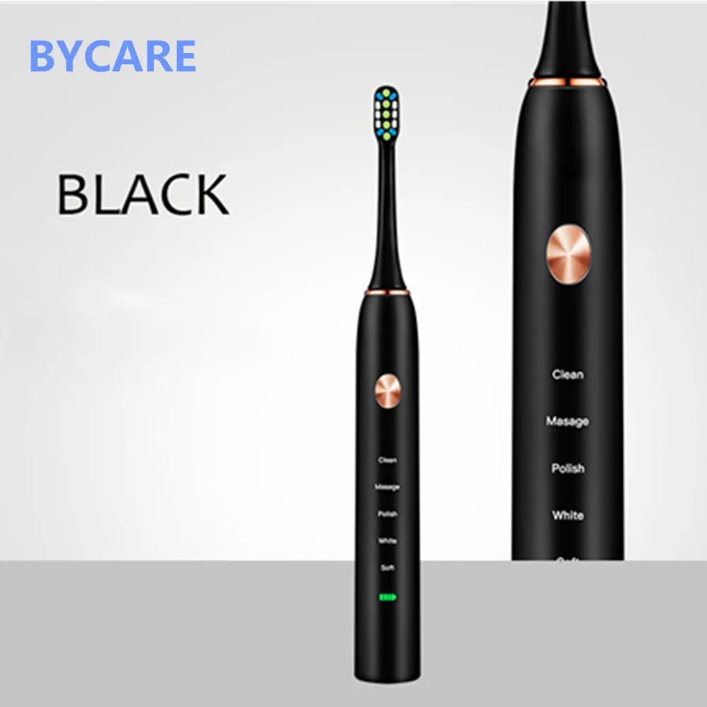 

BYCARE Wireless rechargeable battery IPX7 Waterproof Inductive charger LED indicat Ultrasonic Sonic Electric Toothbrush