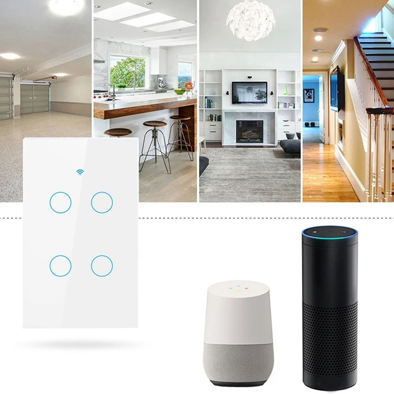 Умный переключатель с Wi-Fi, 4 комплекта, умный настенный светильник, работает с Alexa Google Home Mini Ifttt Smart Life Tuya App