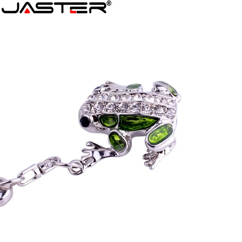 

JASTER Metal crystal frog with Emerald use flash drive animal with chain pendrive pen drive 4GB 16GB 32GB 64GB memory stick gift