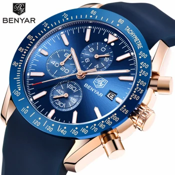 

BENYAR Brand Chronograph Watch Men Silicone Strap Sports Watches for Men 2018 Fashion Quartz Watch Relogio Masculino Reloj