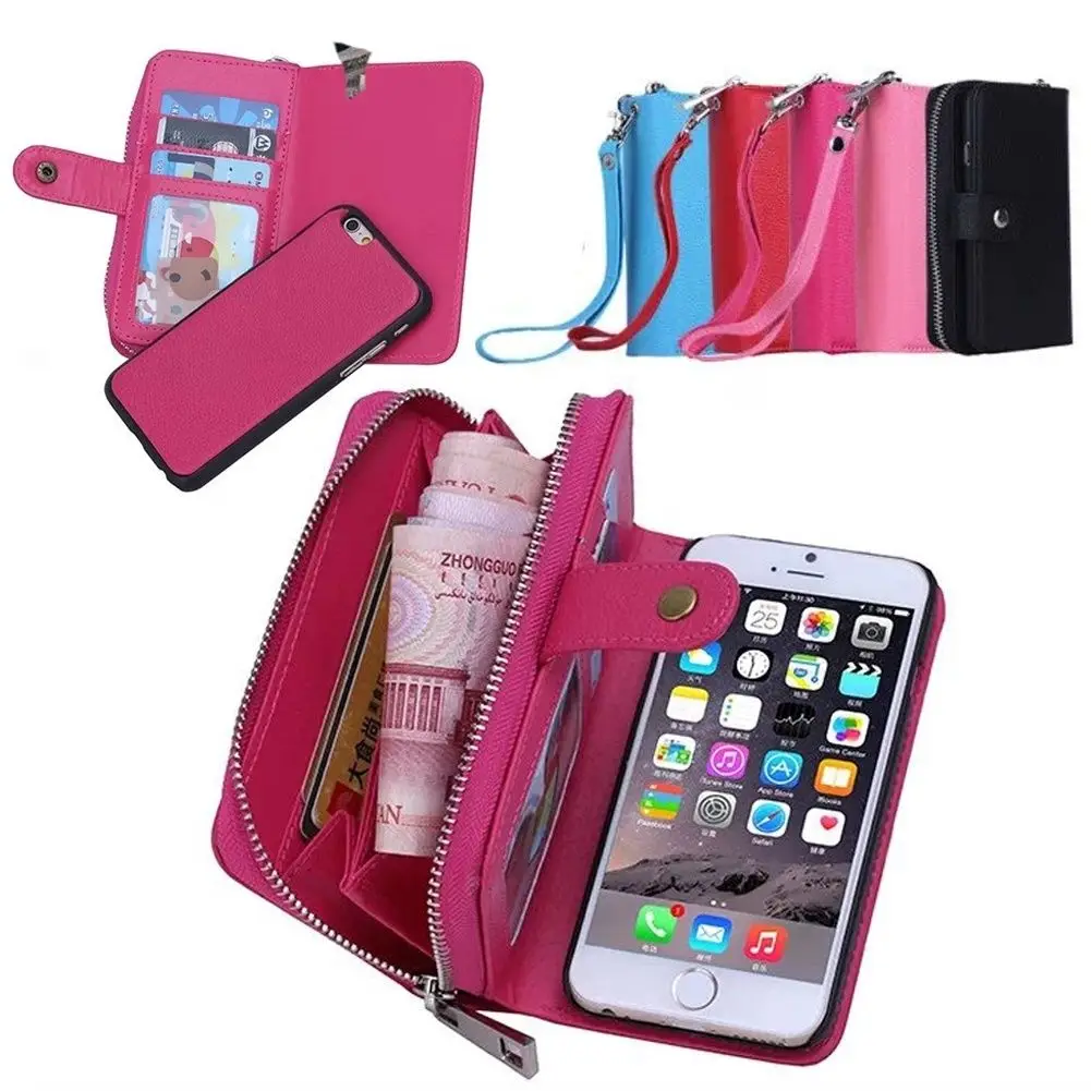 

XINGDUO Magnetic 2 in 1 Leather Detachable Case For iPhone 5/5S/SE/5C Flip Cover Hybrid With Credit Card Sot and zip