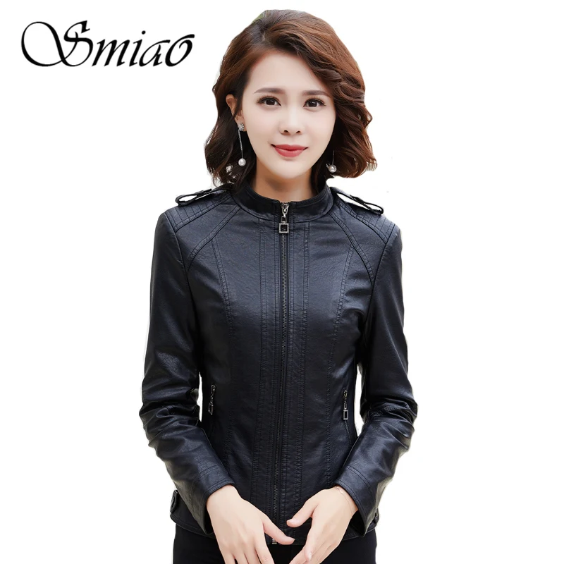 

2019 New Brand Women's Leather Jacket Motorcycle Black PU Leather Jacket Short Slim Faux Leather Coats Streetwear Plus Size 4XL