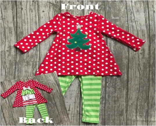 Christmas baby girls clothes Fall/winter outfits cotton boutiques tree red ruffle polka dot back striped pant match accessories Christmas baby girls clothes Fall/winter outfits cotton boutiques tree red ruffle polka dot back striped pant match accessories