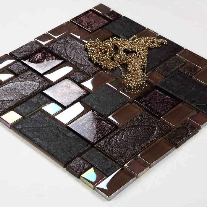 square deep color glass mixed stone mosaic tiles resin mosaic kitchen