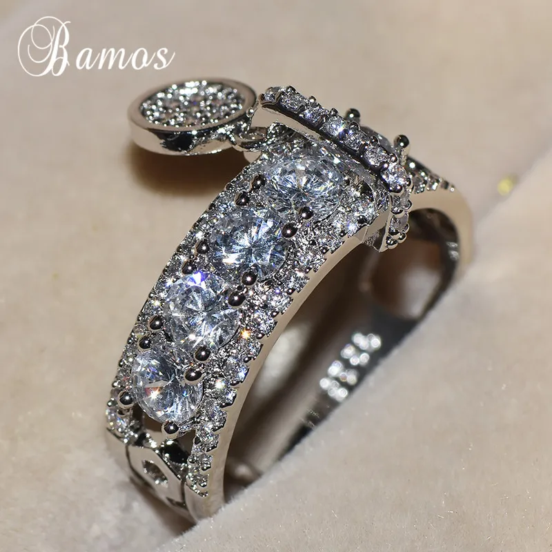 Bamos, роскошное обручальное кольцо с белым цирконием, винтажное, заполненное розовым золотом, обручальные кольца для женщин, модное ювелирное изделие, Новое поступление