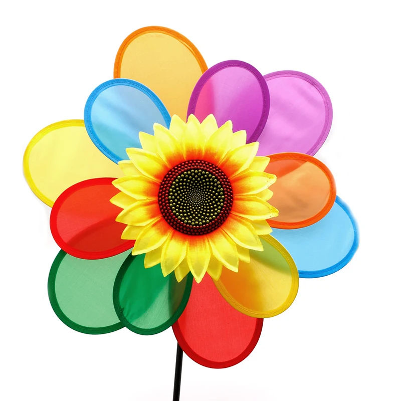 Sunflower Windmill Colourful Wind Spinner Home Garden Decor Yard Kids Toy Outdoor Decorative Stakes Wind Spinners - Image 4