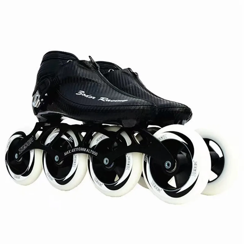 يستحق الكربون الألياف الفيبرجلاس سرعة حذاء تزلج بعجلات الأصفر كيد الكبار المنافسة الشارع سباق أحذية رياضية التدريب Patines F017