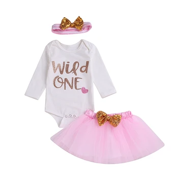 

Infant Baby Girls Spring Summer Clothes Set Girl Lace Skirt+Bodysuit+Headband 3Pcs Kids Girls Birthday Baptism Set Kids Clothes