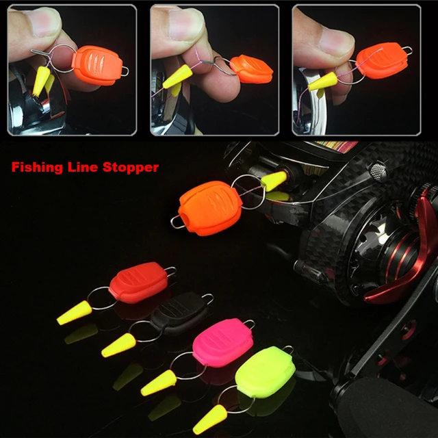 5PCs Portable Fishing Line Stopper Baitcasting Reel Fishing Line Holder ABS  Buckle Clip Stopper Keeper Clip