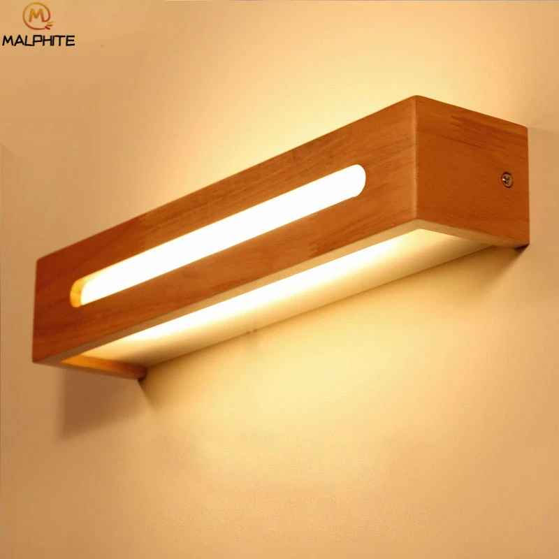 

Modern Wooden Led Wall Lamp Vintage Bathroom Mirror Lighting Fixtures For Home Bedside Wall Lamp Indoor Deco Luminaire