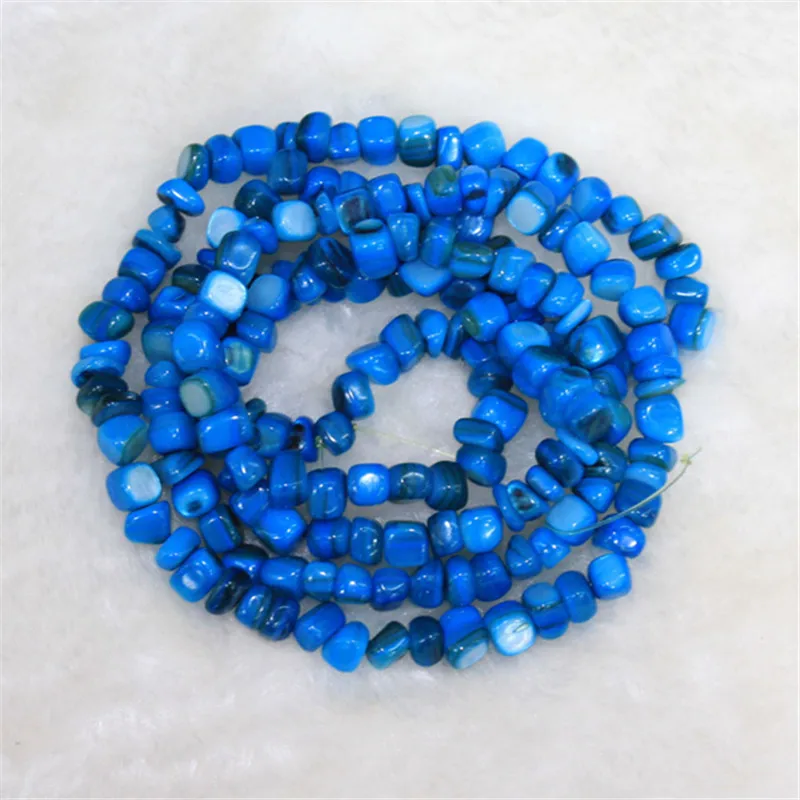

Wholesale Gravel Shape 5-8 mm Square Natural Shell Dye Blue Beads For Jewelry Making Stone DIY Bracelet Necklace Strand 34''