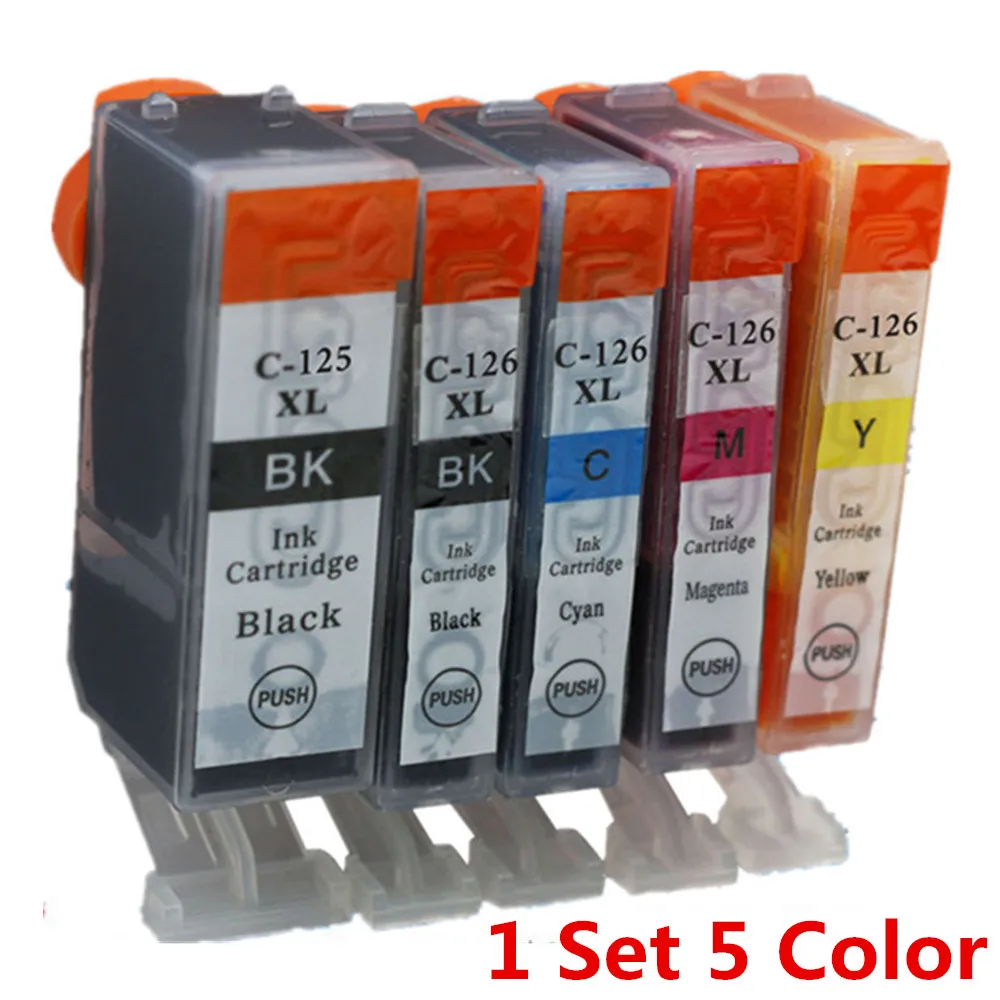 1 Set 5 Color Замена PGI-125 CLI-126 PGI-125XL PGI 125 125XL PGI125 PGI125XL чернильные картриджи для Canon Pixma MG6110 MG6210 - Цвет: 1 Set 5 Color