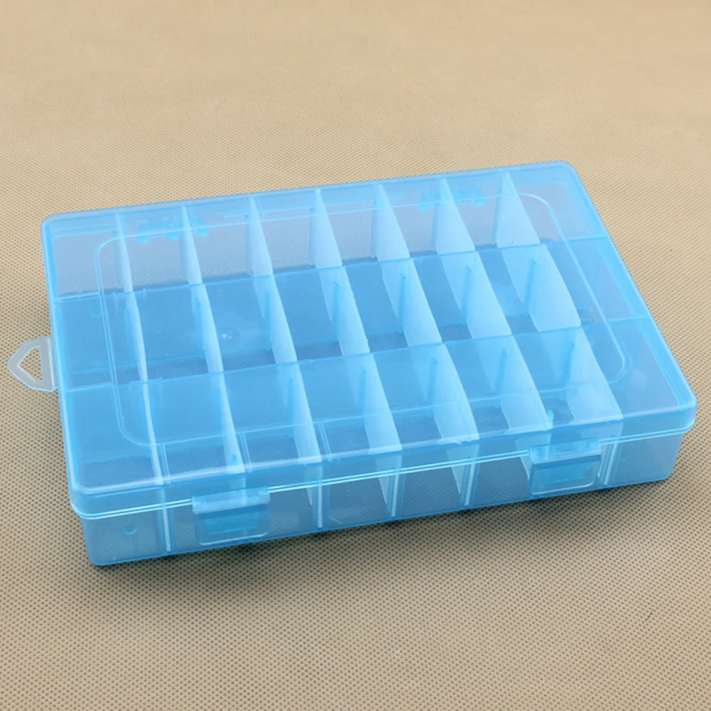 Jewelry Box Practical Adjustable Plastic 24 Compartment Jewelry Holders Women Girl Bead Rings Jewelry Display Box