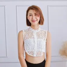 Женский весенне-зимний кружевной свитер с воротником-обманкой, аксессуары для рубашки, Женская Вышивка, съемная ложная манишка с вышитым воротником, топы