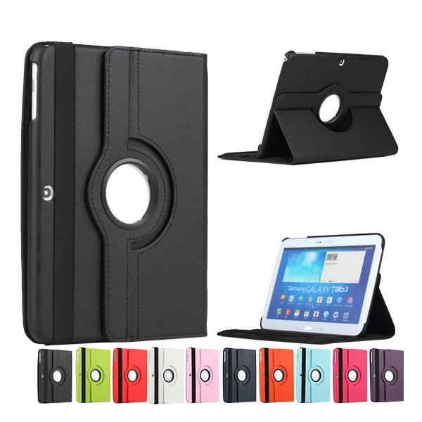 

360 Degrees Rotating Stand PU Leather Flip Case For Samsung Galaxy Tab 3 P5200 P5220 P5210 10.1 inch tablet Unique Stained case