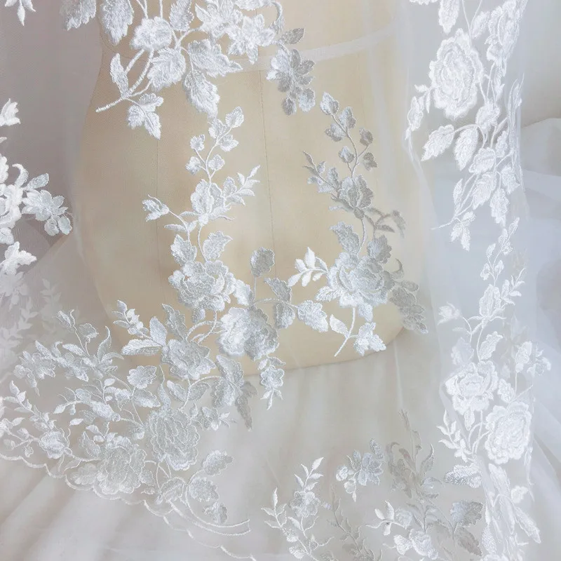 Французская красивая кружевная ткань с цветочной вышивкой, романтическая свадебная кружевная ткань с блестками для платья, RS558
