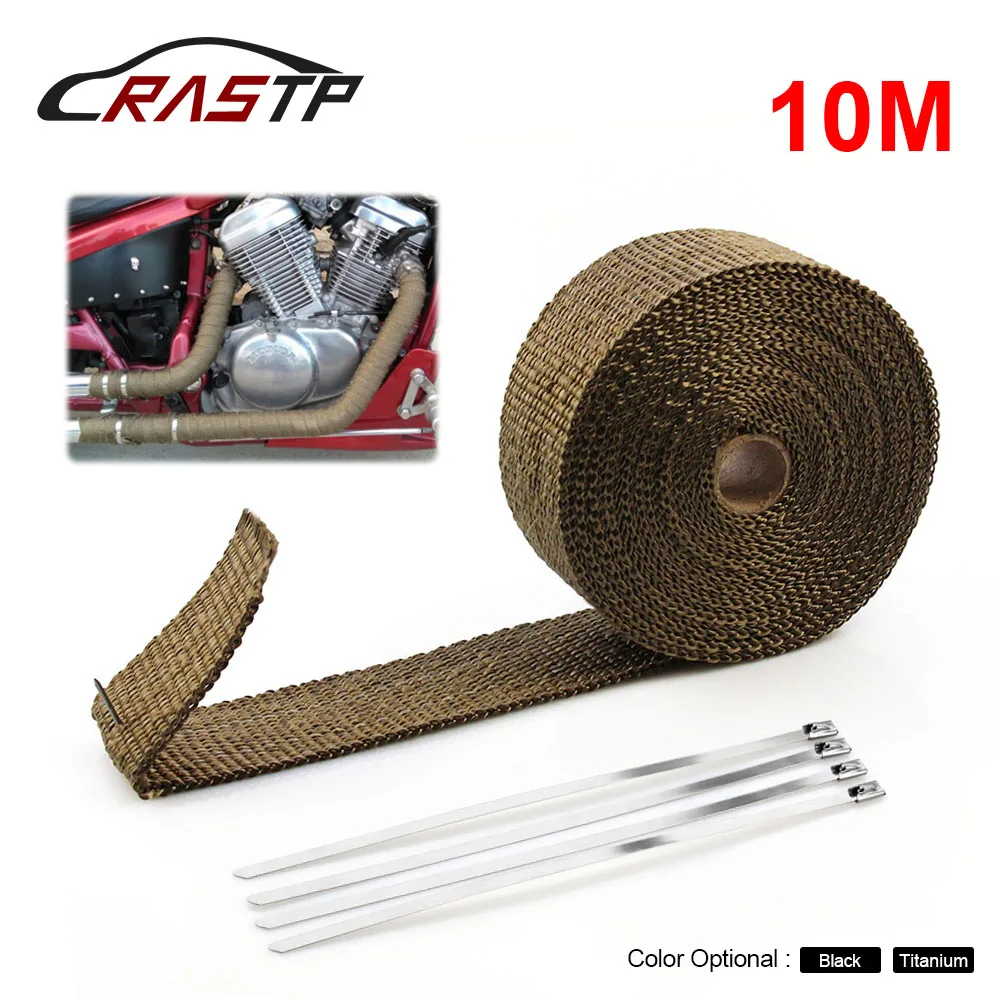 

RASTP- 10 Meter Exhaust Pipe Header Heat Wrap Resistant Down pipe Stainless Steel Ties for Car& Motor Turbo Wrap Tape RS-CR1007