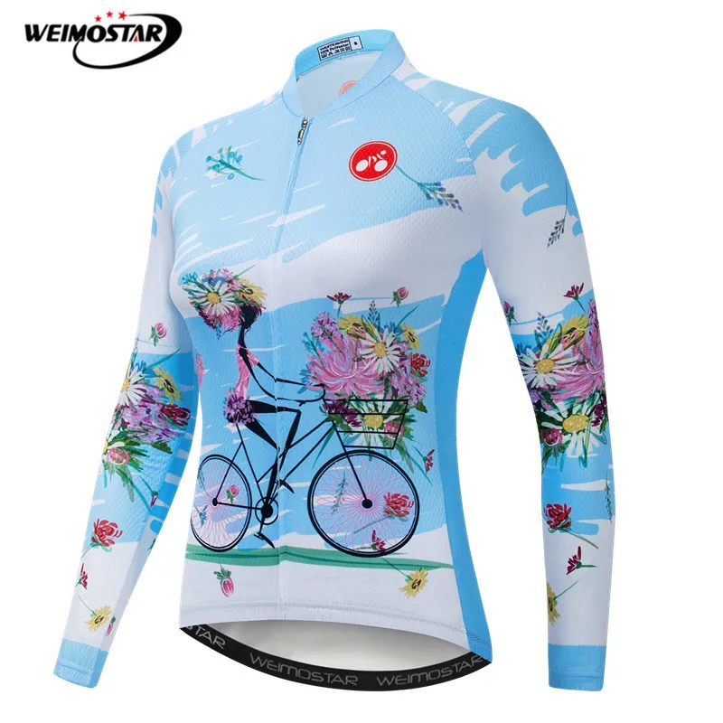 

Weimostar 2019 Women Cycling Jersey Long Sleeve Autumn MTB Bicycle Clothing Reflective Bicycle Shirt Road Riding Cycling Wear