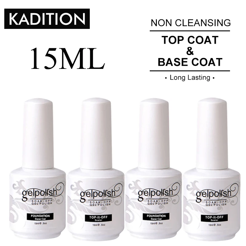

KADITION Top and Base Coat Nail Polish 15 Ml Semi-permanent Manicure for Nail Design Soak Off UV Transparent Nail Art Gel Polish