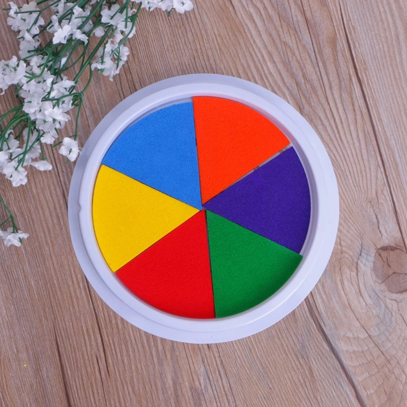 Забавная 6 цветов штемпельная подушечка для печати Сделай Сам пальчиковая живопись для рукоделия, кардмейкинга большой круглый для детей