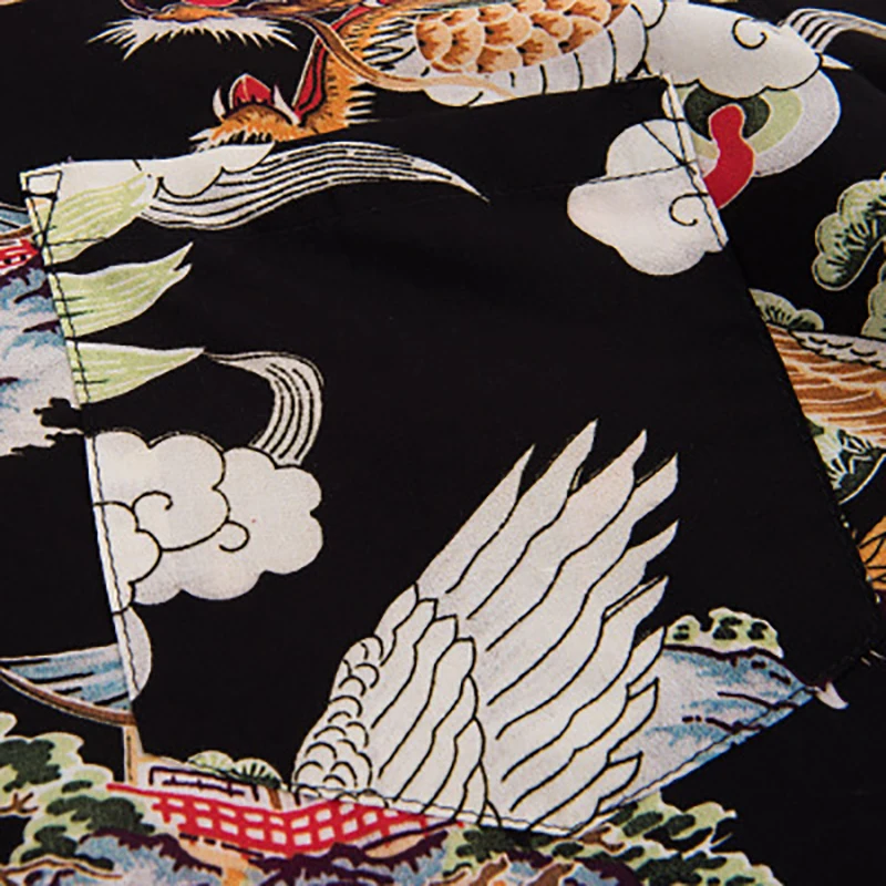 Хип-хоп рубашка уличная Мужская гавайская рубашка Ретро Тигр дракон принт Harajuku Летняя Пляжная рубашка Топы с коротким рукавом рубашки