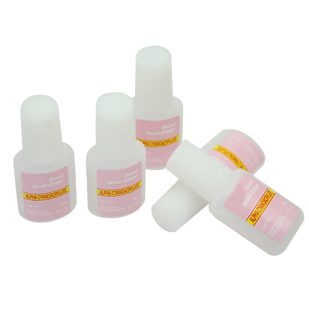 

5 Pcs 10g Fast Drying Nail Art Strong Glue with Brush for Tips Decoration Set