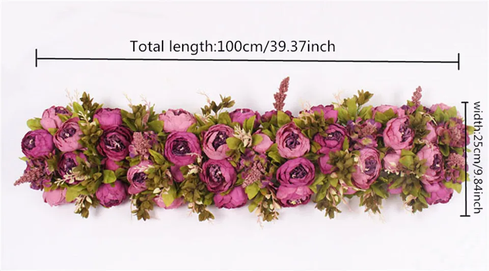 custom made Artificial rose flower row Wedding background wall arch Welcome desk decorative fake flower Home holiday decoration