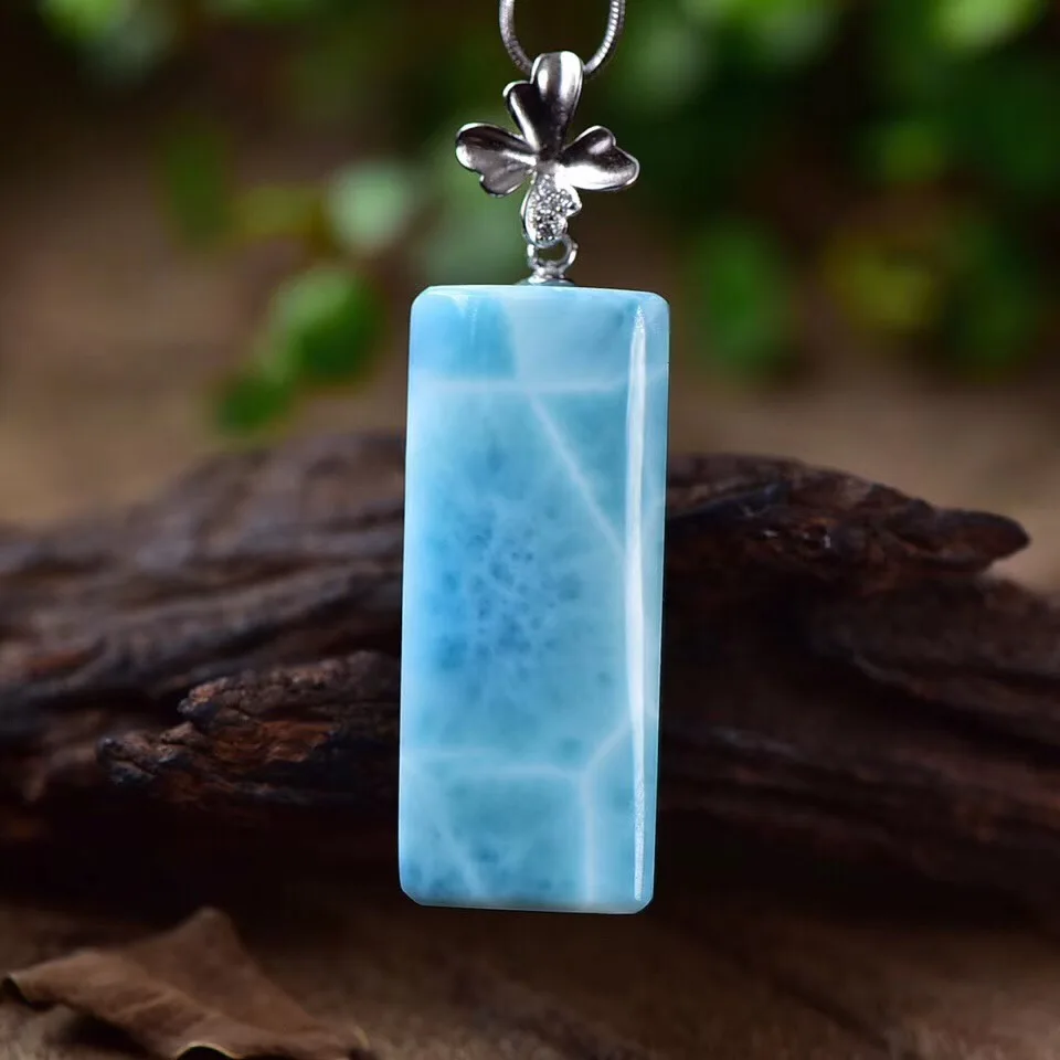 Natural Blue Larimar Necklace Pendant (3)