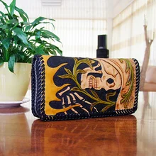 OLG. YAT кошелек мужской кожаный кошелек ручной работы мужской кошелек Длинные сумки с замком-молнией ретро сумки из коровьей кожи Сумочка с черепом сумки