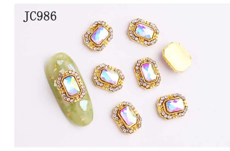 100 шт 3D металлические стразы украшения для ногтей/блестящий кристалл дизайнерский Шарм Дизайн ногтей/ювелирные изделия, украшения для ногтей, 20 стилей - Цвет: 986