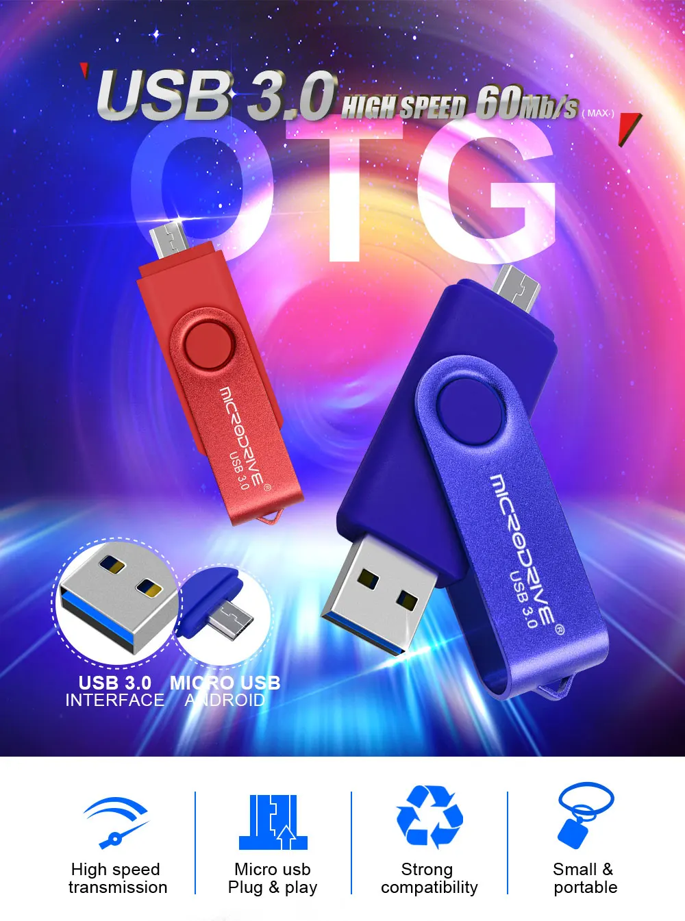 Горячая OTG 2 в 1 Флешка 16 Гб USB Флешка 32 Гб внешний накопитель 64 Гб USB 3,0 флеш-карта памяти